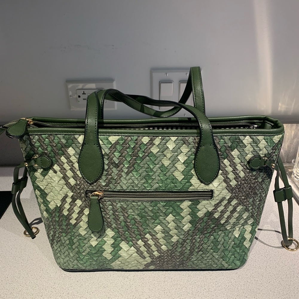 Green PU leather shoulder bag